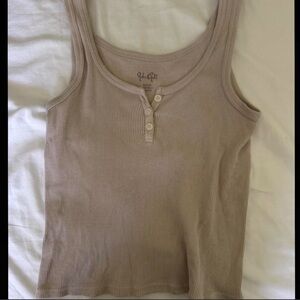 Brandy Melville Beige Ribbed Tank Top